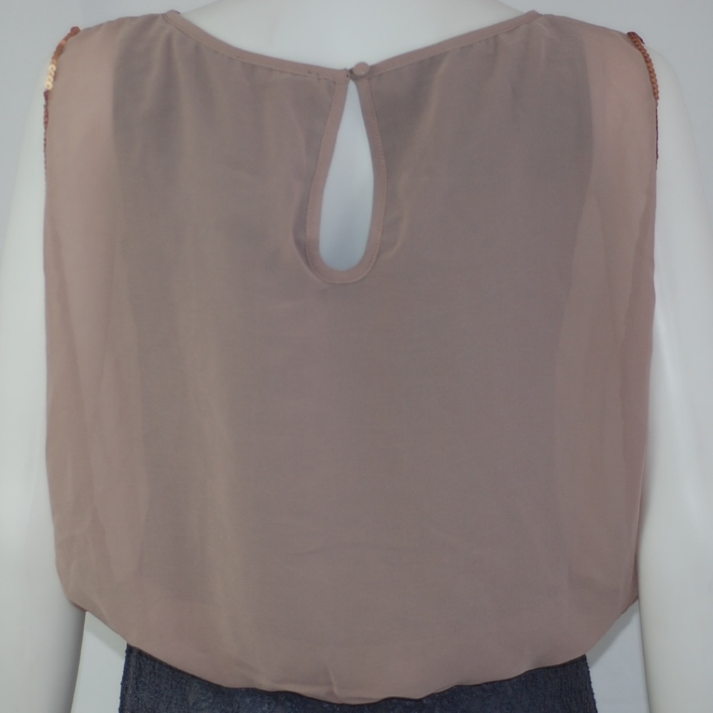 NWT Tan & Gray Lace Dress Sz M - Picture 5 of 6